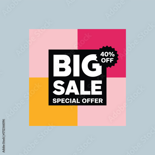 Big Sale Banner with 40% Discount – Special Offer, Promotion, and Marketing Design