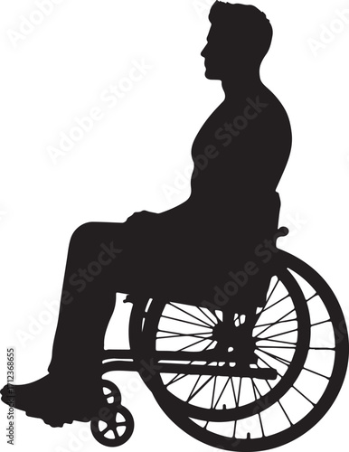 Man in Wheelchair Vector Silhouette
