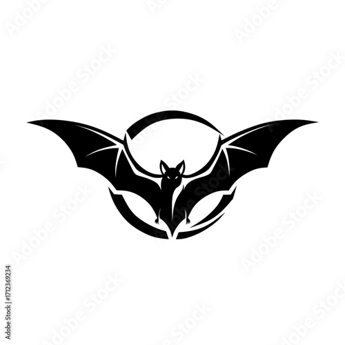 Flying Bat Logo Silhoutte - Gothic Winged Bat Symbol Logo Vector 