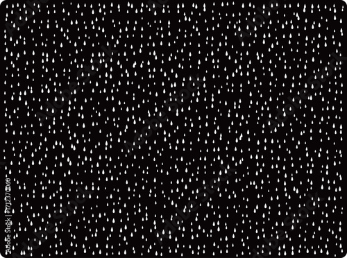 Abstract black and white illustration featuring scattered raindrop shapes. A minimalist pattern design ideal for backgrounds, prints, or graphic projects.