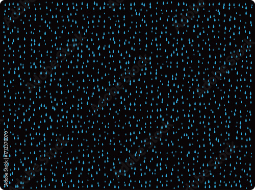 Abstract black and white illustration featuring scattered raindrop shapes. A minimalist pattern design ideal for backgrounds, prints, or graphic projects.