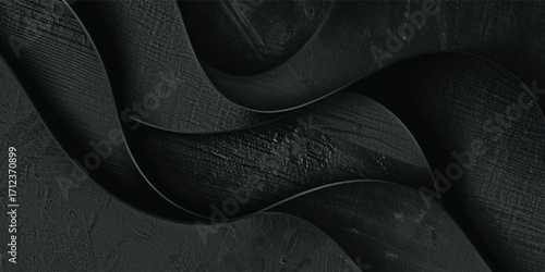 Elegant composition of overlapping dark gray waves with a subtle grainy texture.