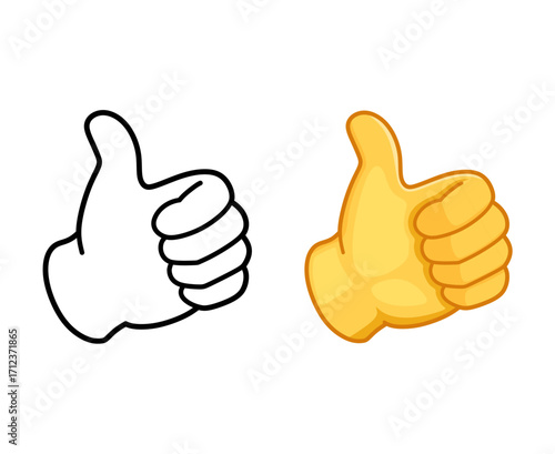 Thumbs Up Hand Emoji Icon Illustration Sign. Human Gesture Vector Symbol Emoticon Design Vector emojis.