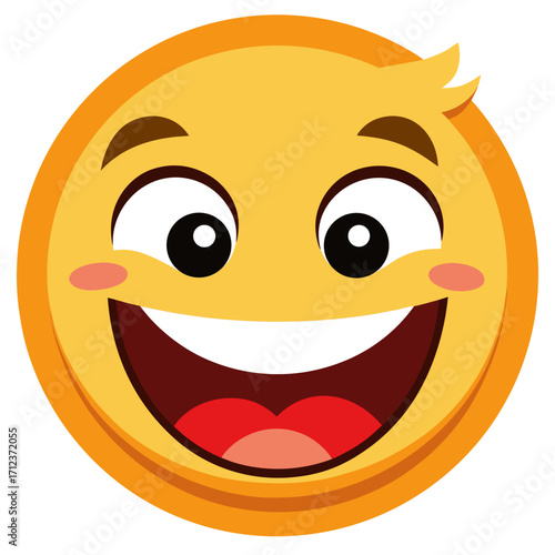 Happy smiling emoji with blushing cheeks conveying joy and delight