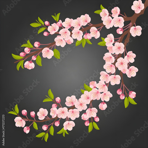 Wallpaper Mural floral frame with pink cherry flowers Torontodigital.ca