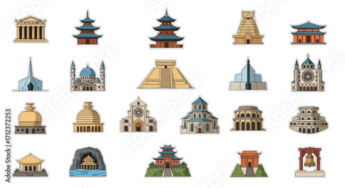 Collection of Famous Architectural Landmarks from Around the World.