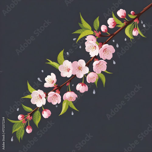 Wallpaper Mural vector cherry blossom branch Torontodigital.ca