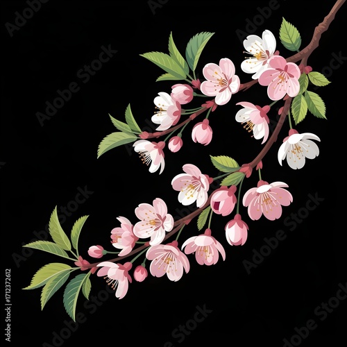 Wallpaper Mural branch of pink flowers Torontodigital.ca