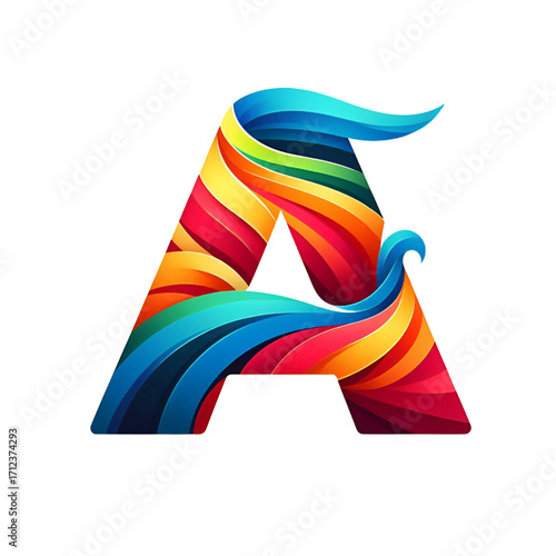 Colorful letter A logo design isolated on white background