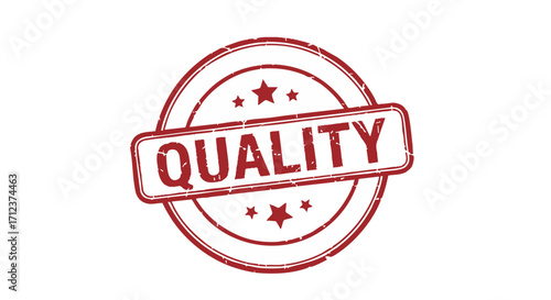 Red grunge stamp with the word "QUALITY" in a circular design.