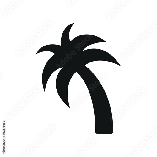 Palm tree icon in glyph for tropical, vacation, and nature content.