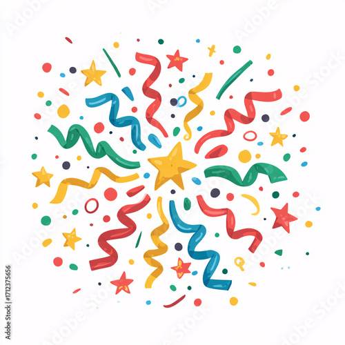 Wallpaper Mural A playful, cartoon-style explosion of confetti and streamers. Perfect for conveying the cheerful, celebratory mood of the New Year in a fun and lighthearted way. Torontodigital.ca