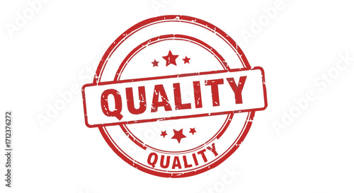 Red grunge stamp with the word "QUALITY" in a circular design.