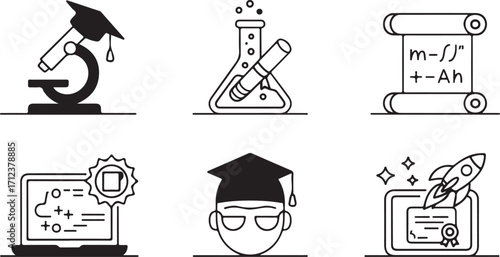 Educational Icons Set for Study and Learning
