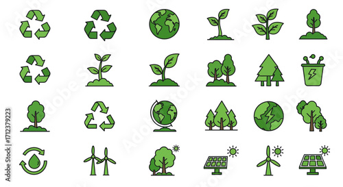 Eco-Friendly Icons: Sustainability and Green Energy Vectors for a Cleaner Planet