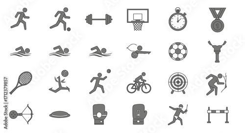 Collection of various sport icons and symbols.
