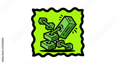 Stylized green block chain illustration graphic design.