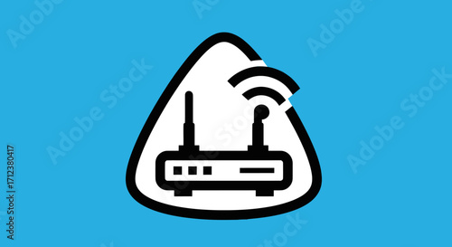 Wireless Router with Signal Waves Icon.