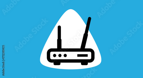Wireless router icon with antennas for internet connection and network.