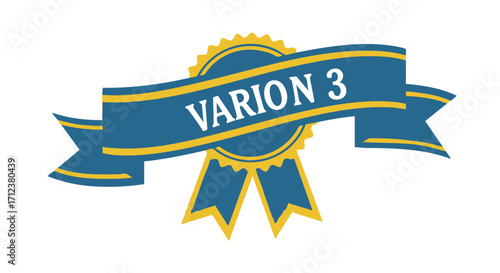 Blue ribbon with gold trim and a rosette, displaying the text "VARION 3" in white letters.