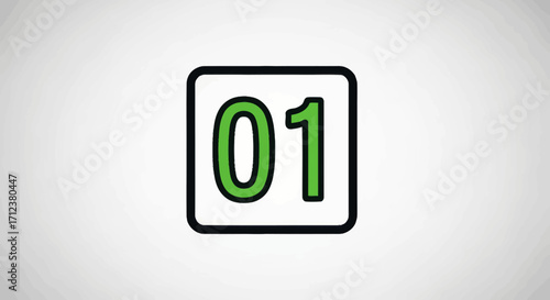 Green Number 01 in Black Square Frame.