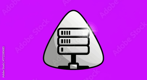 Stylized server rack icon for data storage and network infrastructure.
