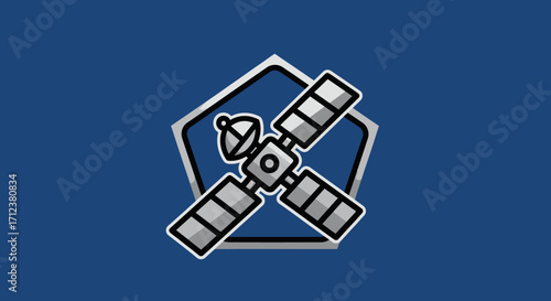 Satellite Icon with Pentagon Shape Space Technology Symbol.