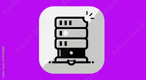 Stylized computer server stack vector icon illustration.