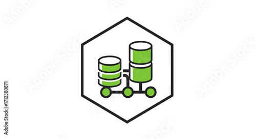 Database server network architecture vector line icon.