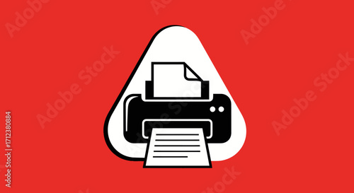 Printer icon with paper outputting symbolizing printing process and document production.