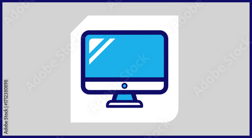 Illustration of a modern computer monitor with a blue screen.