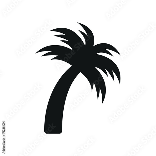 Palm tree icon in glyph for tropical, vacation, and nature content.