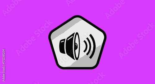 Modern graphic icon representing sound waves and audio signal.