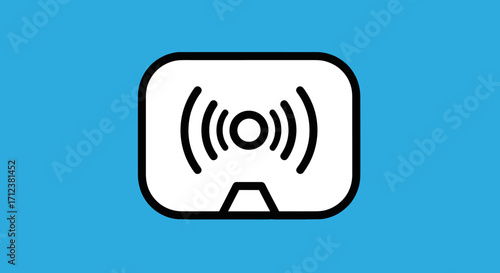Modern electronic device broadcasting wireless signal waves.