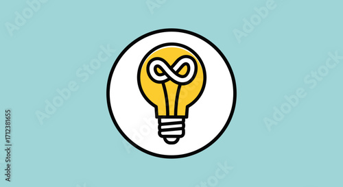 Illuminated Lightbulb with Infinity Symbol Inside.