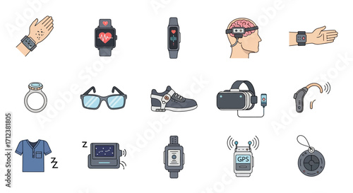 Collection of Wearable Technology Devices for Health and Wellness Monitoring.