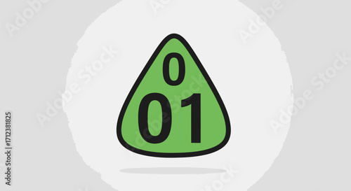 Green triangular symbol with numbers zero and one inside.