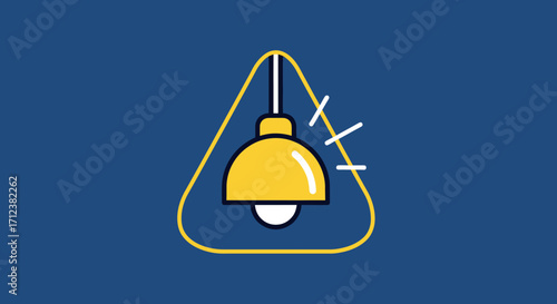 Yellow pendant lamp hanging from ceiling.