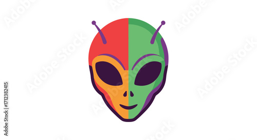 Colorful Alien Head Vector Graphic Illustration.