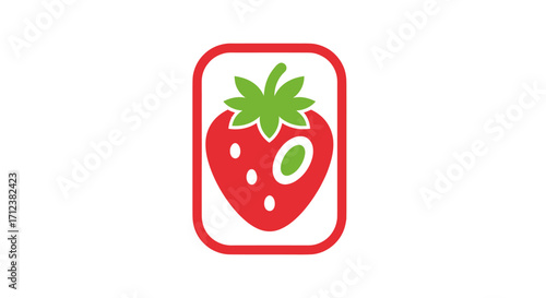 Red Strawberry Fruit Icon Graphic Design.