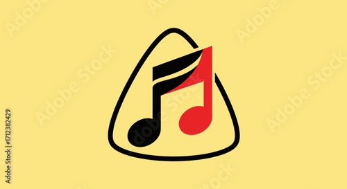 Musical Note Design Inside Triangle Shape.