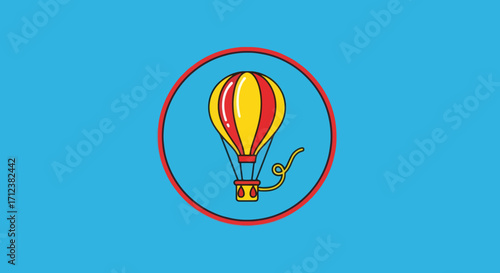 Hot Air Balloon in a Circle Icon.