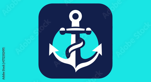 Anchor with abstract lung shape symbolizing stability and health.