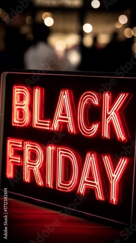 Black Friday signage special discounts store sales online marketing people shopping concept vertical video motion