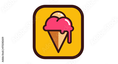 Delicious pink ice cream cone summer treat sweet dessert refreshing frozen treat perfect summer snack.