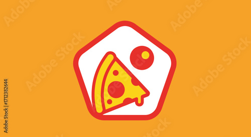 Delicious pizza slice with pepperoni and cheese in a unique pentagon shape.