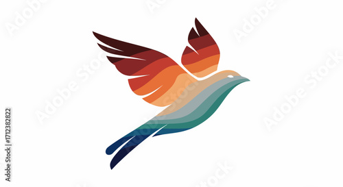 Colorful Bird in Flight Abstract Design.