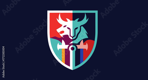Colorful Bull Head Shield Logo Design. Free Download Colorful Bull Head Shield Logo Design. - GFXLoad