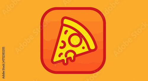 Delicious Pizza Slice Icon Illustration.