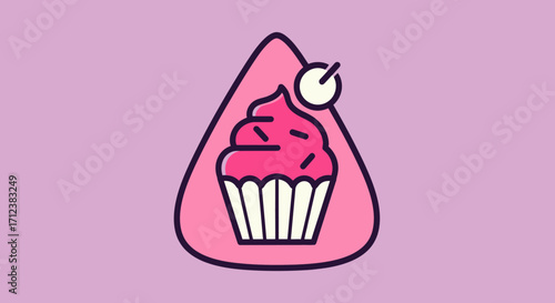 Pink Cupcake Design Sweet Treat Delicious Dessert Tasty Food Sweet Pastry Yummy Treat.